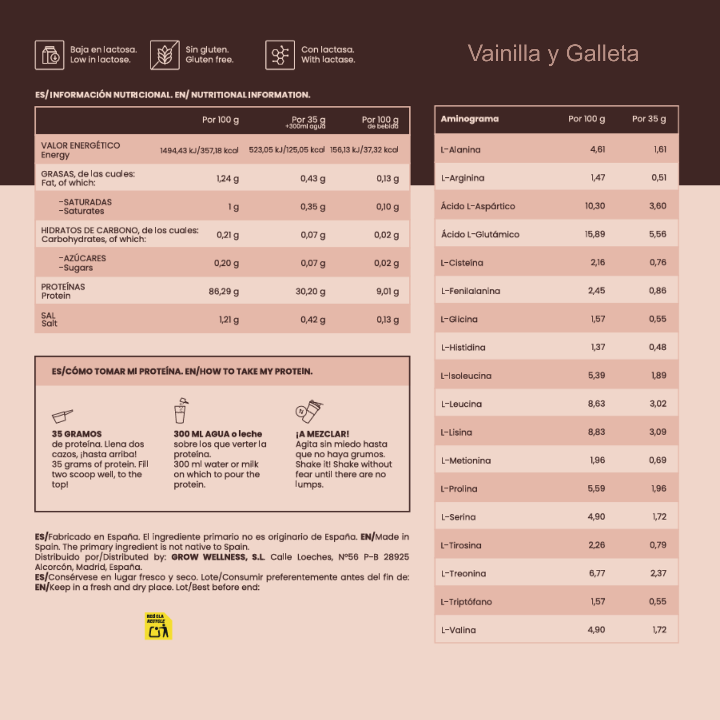 Proteína Vainilla y Galleta 500gr