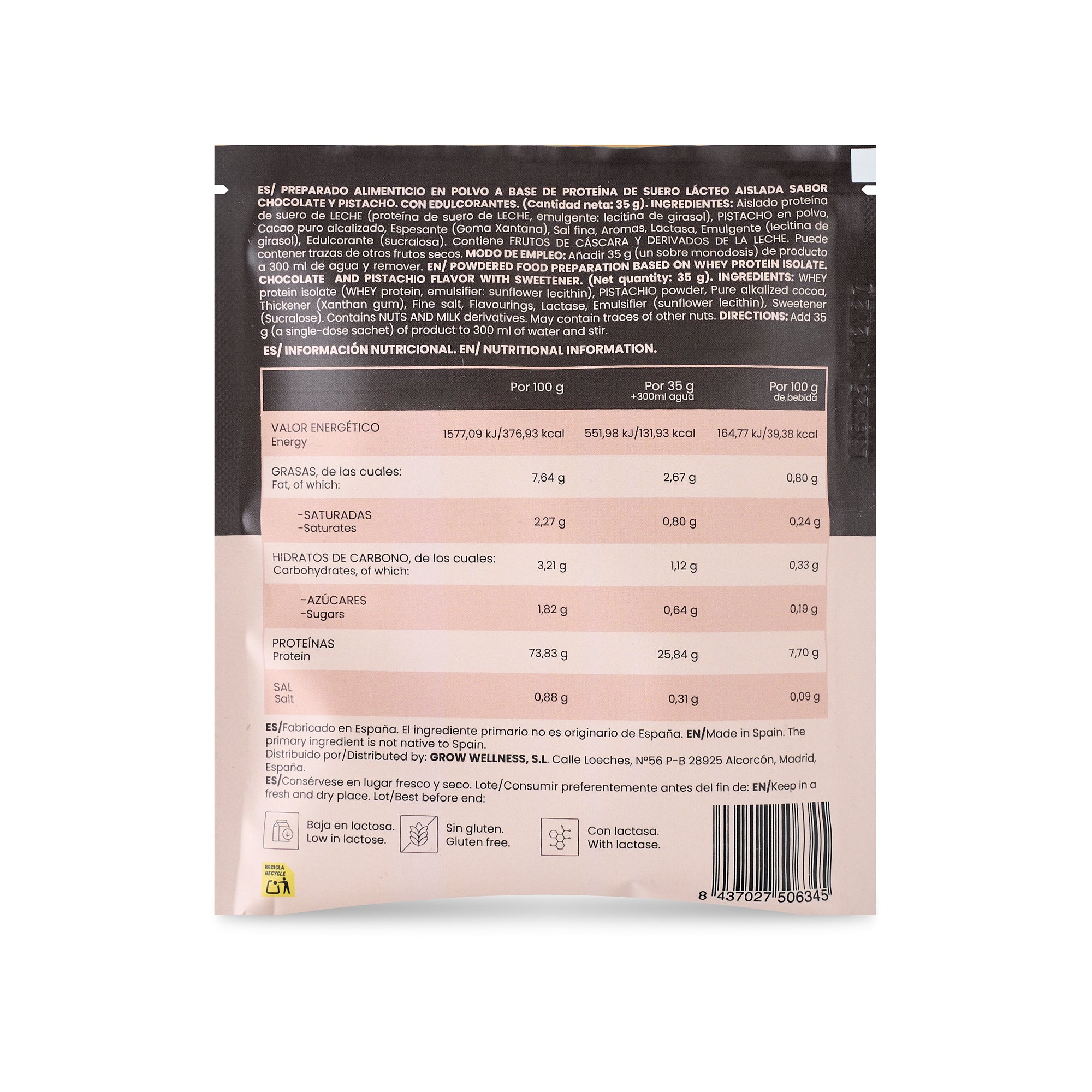 Proteína Monodosis Chocolate y Pistacho Sobre