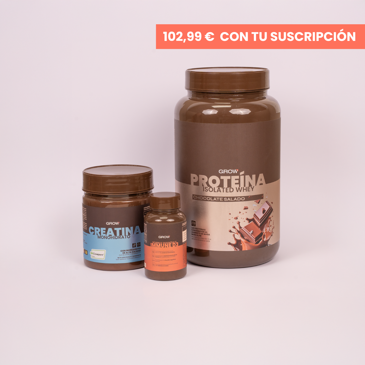 Pack proteína Chocolate Salado + Creatina + IMMUNE D3