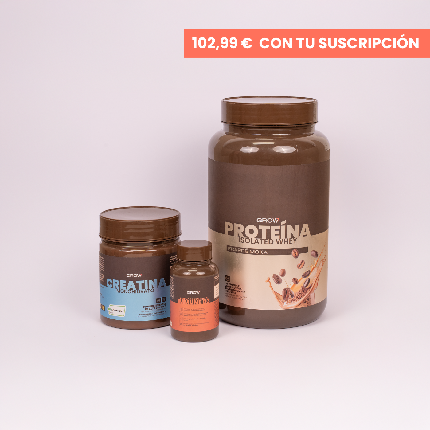 Pack proteína Frappé Moka + Creatina + IMMUNE D3