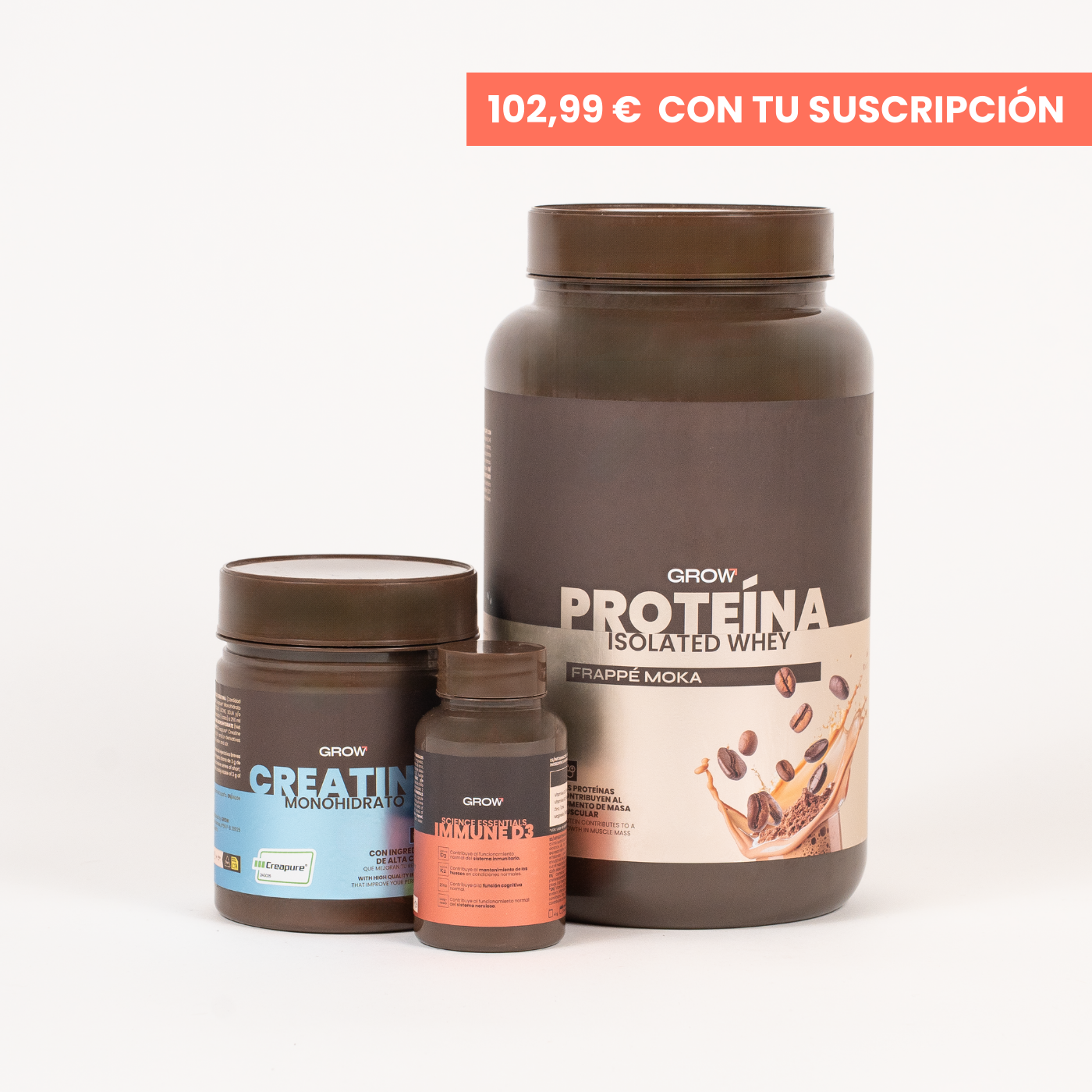 Pack proteína Frappé Moka + Creatina + IMMUNE D3