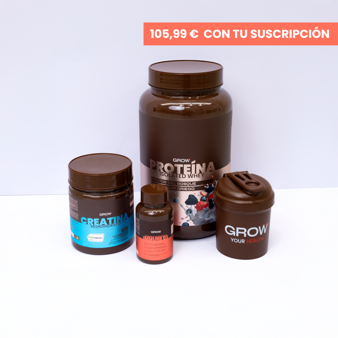 Pack proteína Frutos del Bosque con Yogur Griego + Creatina + IMMUNE D3